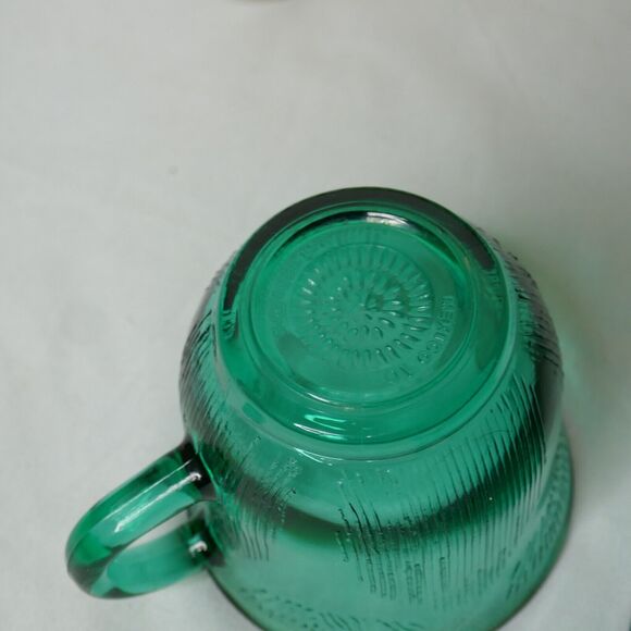 Vintage Fortecrisa Mexico Emerald Green Glass Tea Cup Mug 1980s Set of 2 - Picture 4 of 8